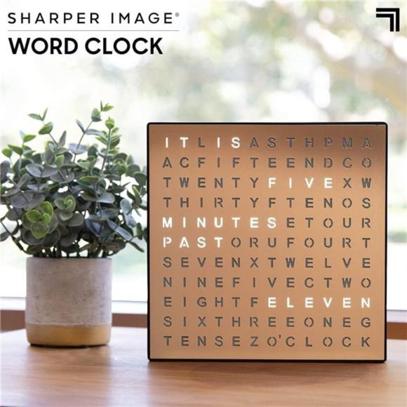 LED Light-Up Word Clock,7.75" Modern Design,Electronic Accent Wall or Desk Clock - Picture 2 of 6